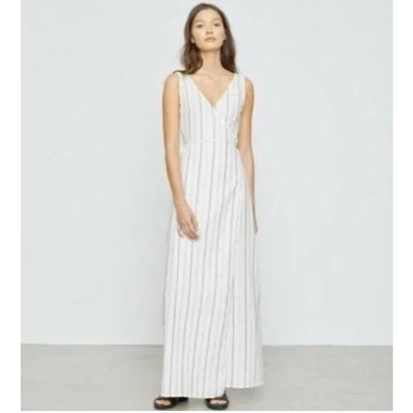 Onia Grace Sleeveless Striped Cotton Wrap Maxi Dress Medium - Picture 1 of 14